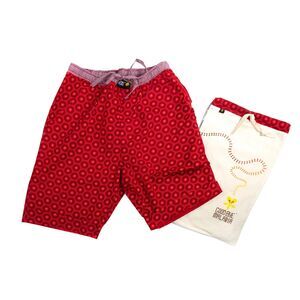 Goodbye Malaria Unisex Red Shorts with White Accents, Size S